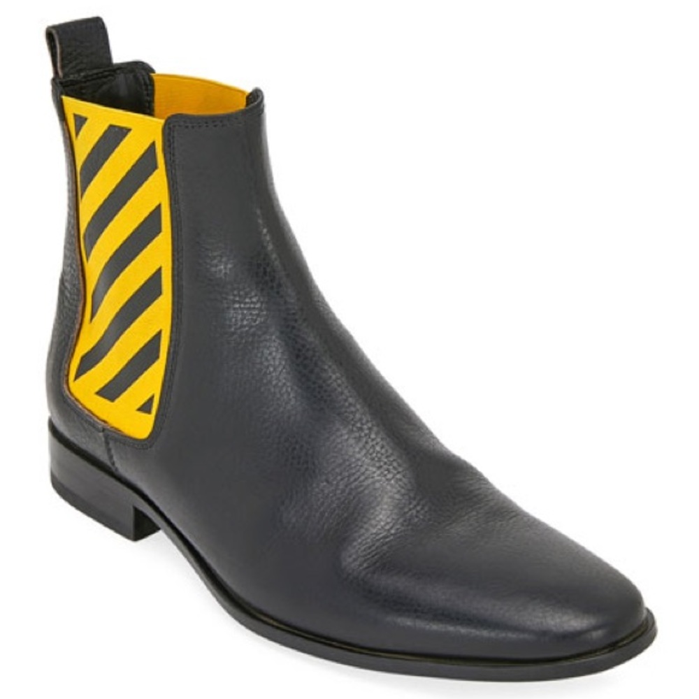 OFF WHITE Men’s Striped-Gore Leather Chelsea Boot